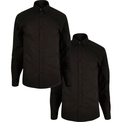 Black smart slim fit shirts multipack
